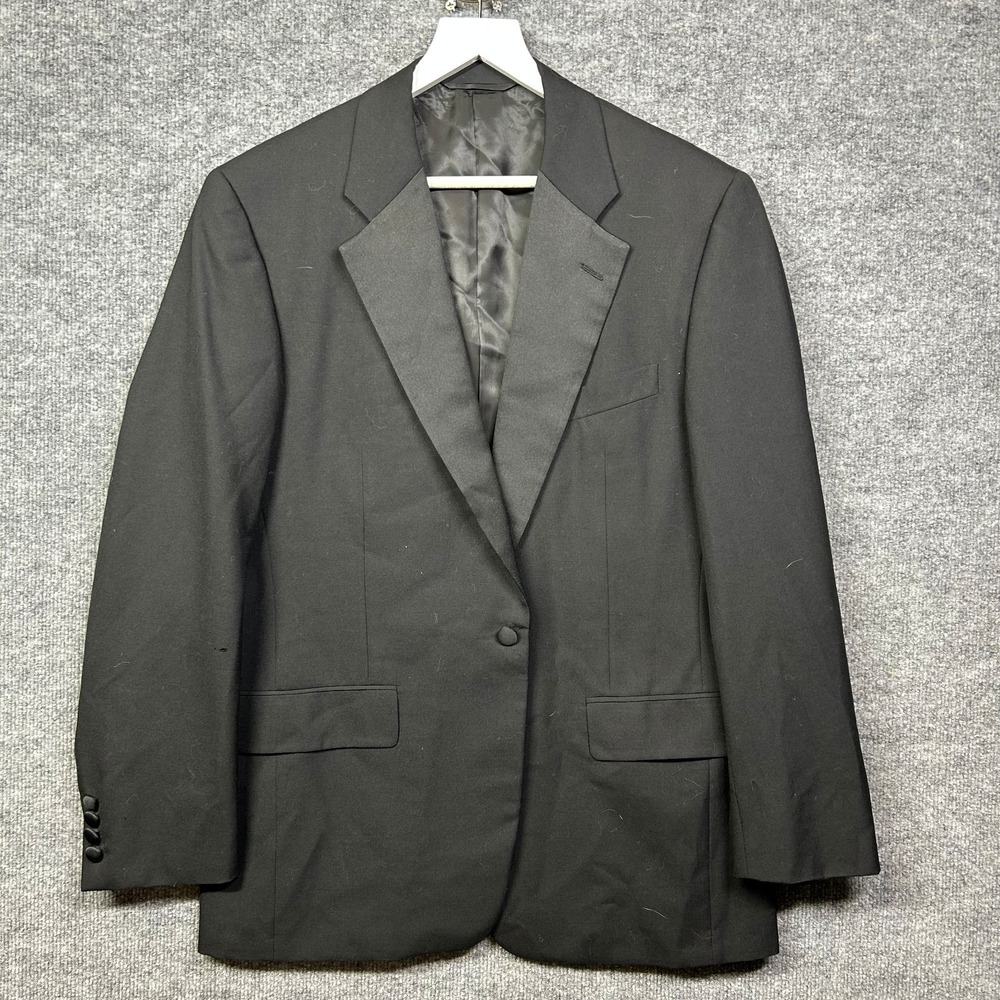 Hickey Freeman Blazer Mens 43 Black Good Wool Notch Lapel Formal Business Jacket